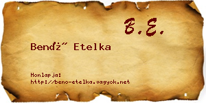 Benő Etelka névjegykártya